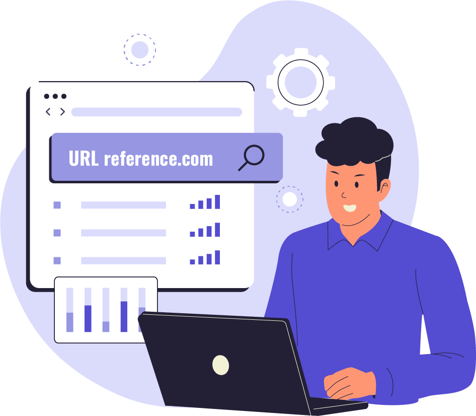 Visual graphic of website link auditing with charts, highlighting UrlInsight’s broken link and redirect detection.